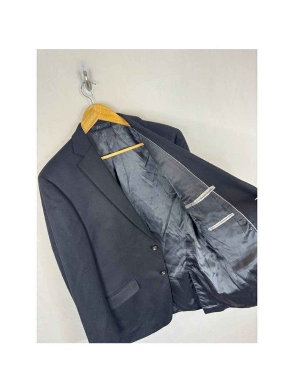 Black Cashmere Blend Men 42 Two Button Blazer Sport Coat Jacket Mens - Picture 6 of 12